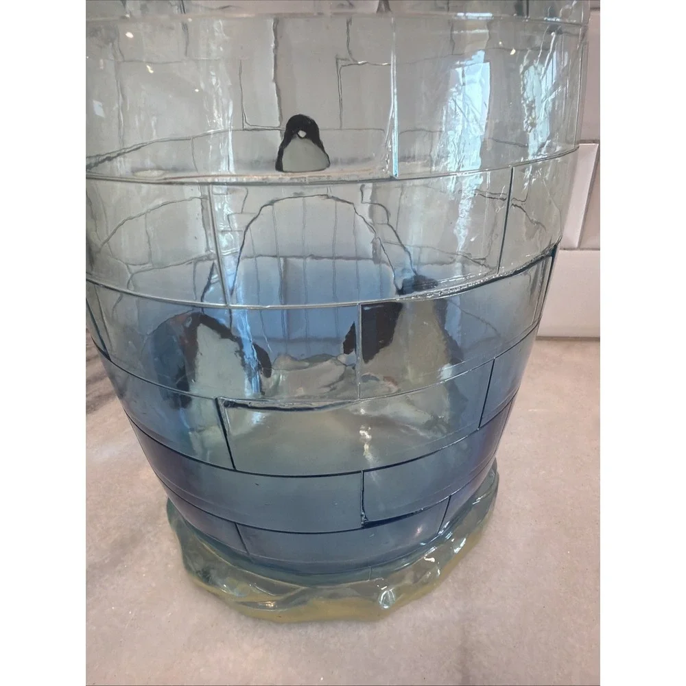 Vintage Heavy Acrylic Color mate Penguin/igloo Wastebasket cup toothbrush Holder